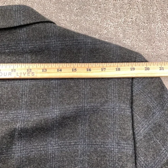 Joseph Abboud Blazer Mens 44S Gray Blue Plaid Heritage Tollegno 1900 Wool Italy